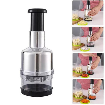 Stainless Steel Onion Chopper - Manual Handheld Nut & Vegetable Chopper